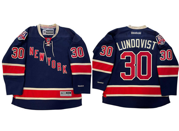 Men's New York Rangers #30 Henrik Lundqvist Navy 2011 85th Anniversary Stitched Hockey Jersey